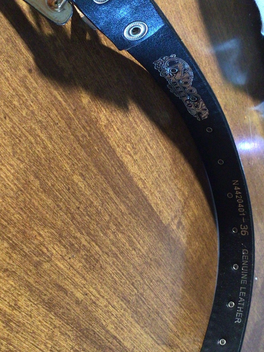 Nocona Black Leather Belt with Decorative Silver Emblem